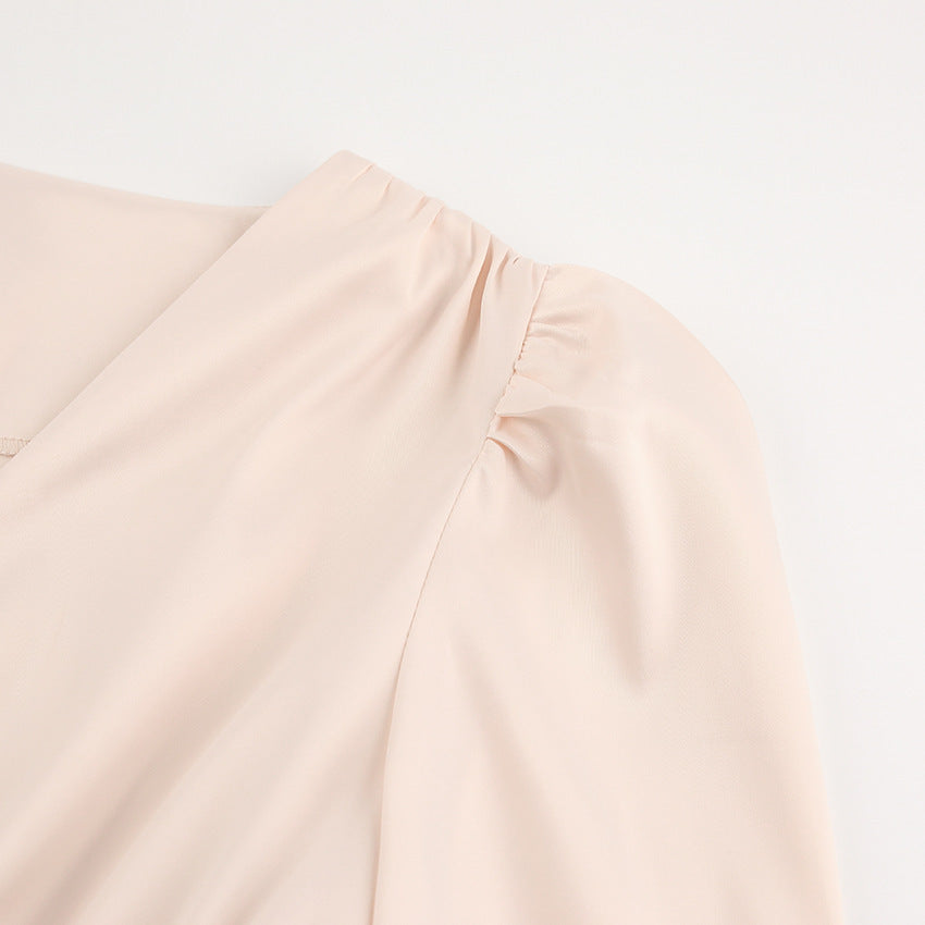 Lantern Sleeves Waist Slimming Slim Dress