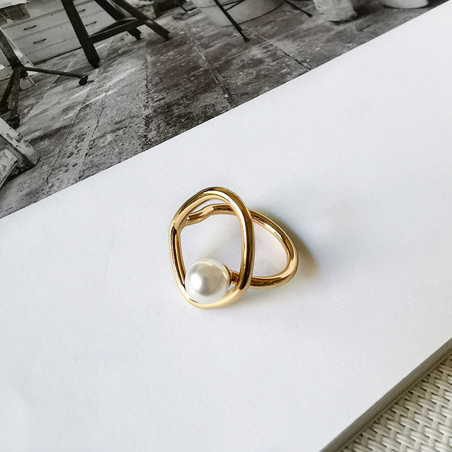 Dainty Faux Pearl Ring for Women Minimalist Rings Main Image