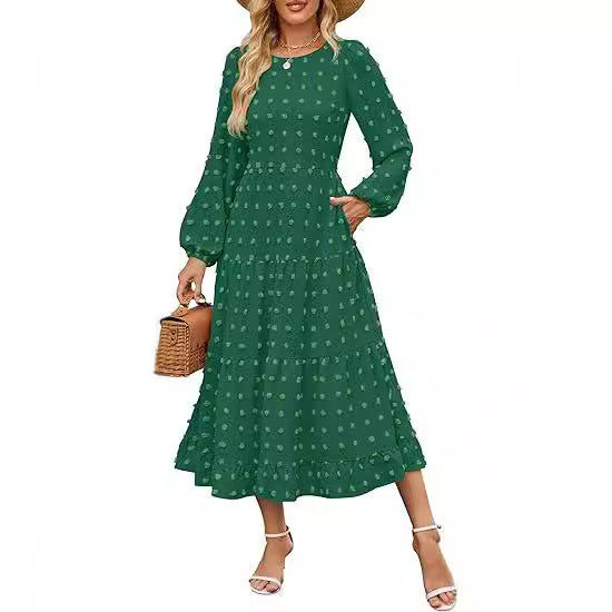 Autumn Long Sleeve Dress Casual Round Neck Main Image