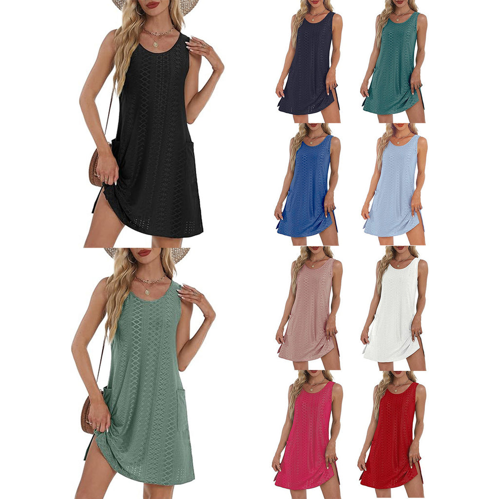 Women's Sleeveless Pocket Vest Dress