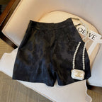 Chanel-style Black Jacquard Suit Shorts For Women
