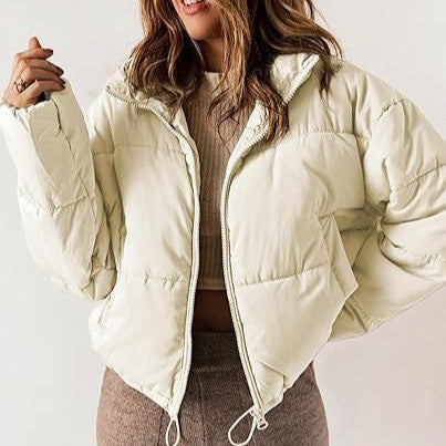 Stand-collar Puffer Cotton-padded Coat For Petite Figures Main Image
