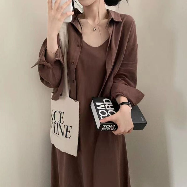 Retro Anti-aging Sling Dress Two-piece Set For Women Main Image