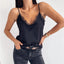 V-neck Lace-trimmed Solid-color Sexy Figure-hugging Womens Camisole
