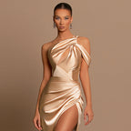 Asymmetrical-slit Formal Dress