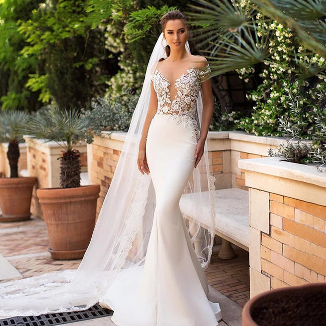 Wedding Deep Collar Women's Hollow Fishtail Dress Hover Image