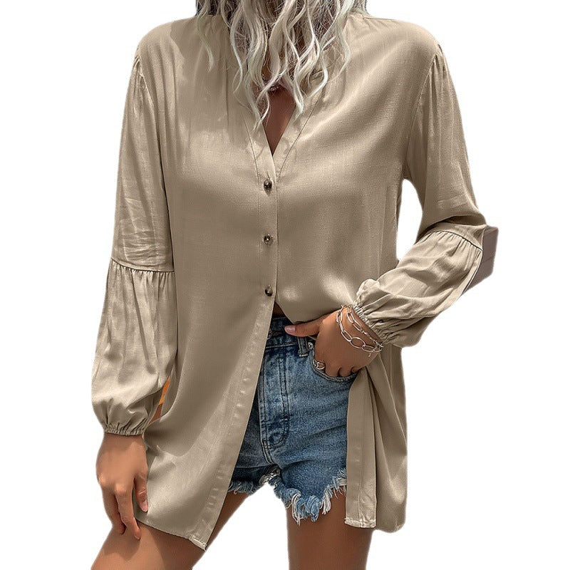 Casual Loose Single Breasted Shirt Dress Women