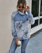 Stitching plush tie-dye sweater women