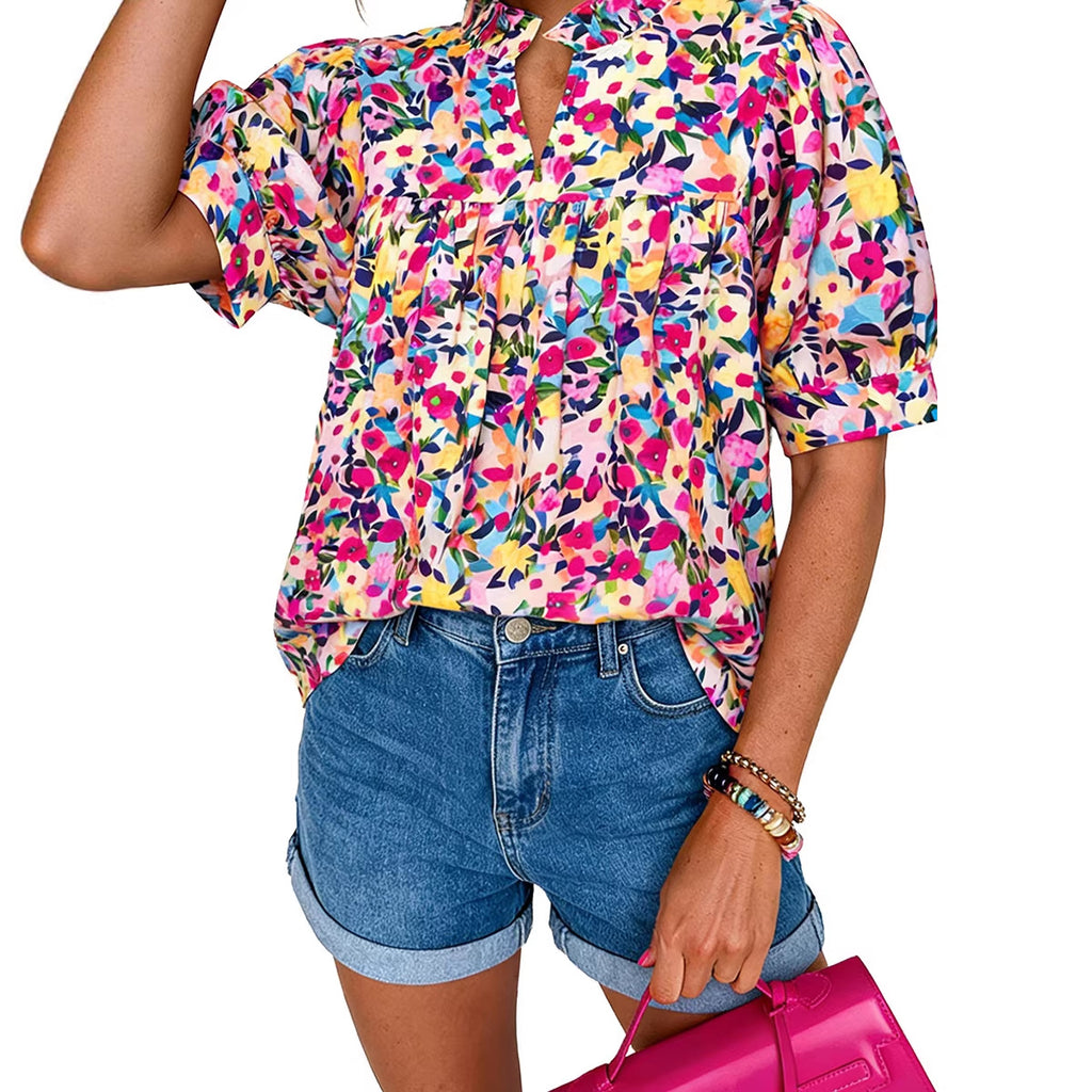 Casual All-Match Floral Print Chiffon Blouse For Women