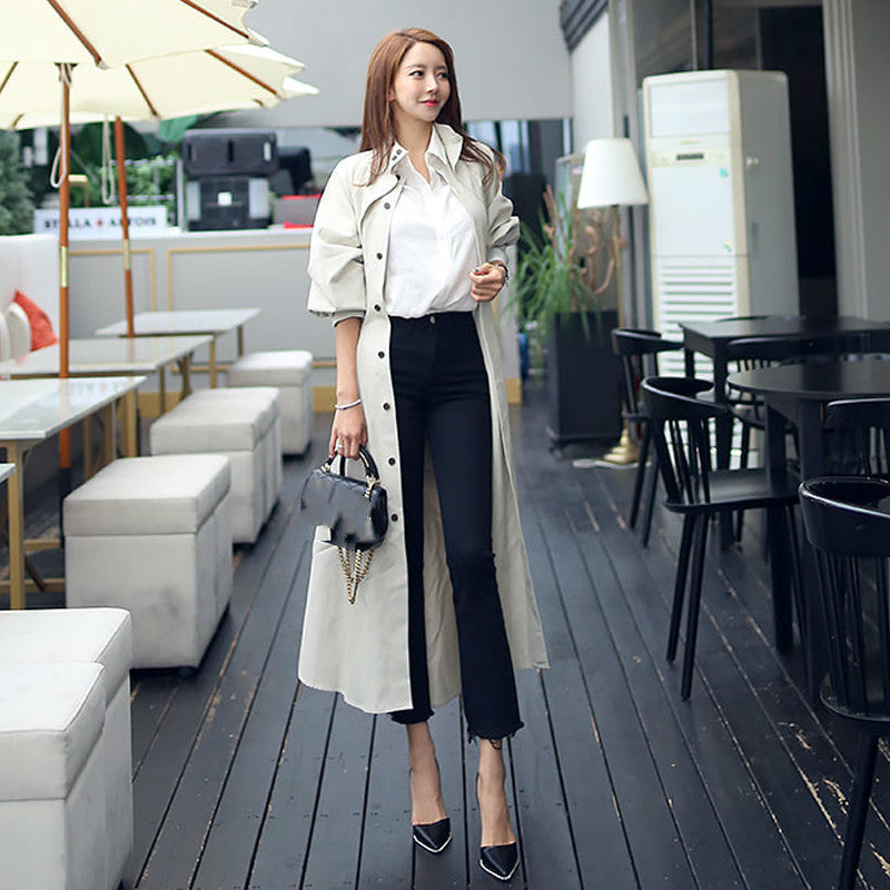 Mid-length windbreaker dress with waist