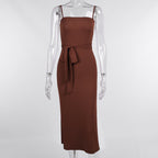 Wide Pit Belt Slit Sling Dress Women