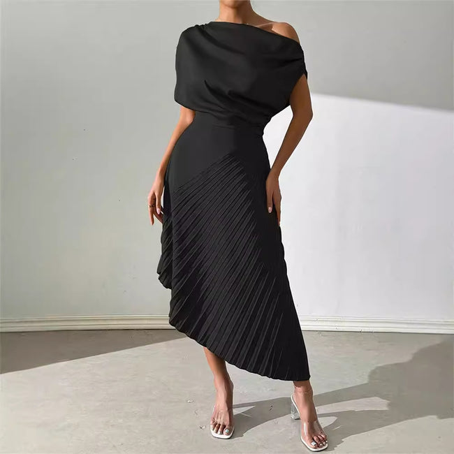 Elegant Ruffled Design Irregular Dress Women Main Image