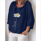 Linen loose Lapel long sleeve shirt for women