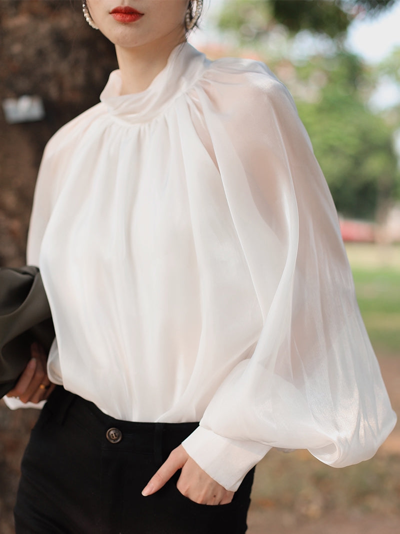 Chiffon Shirt Tie Sunscreen Western Style Small Shirt Top Women
