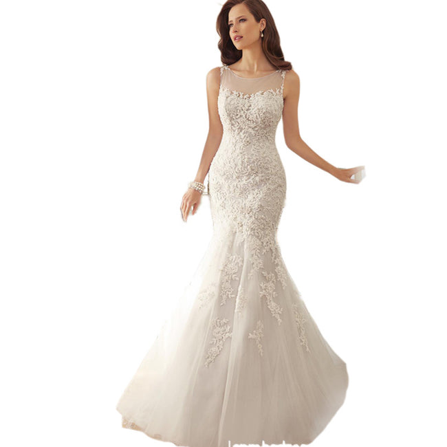 Fishtail Slim Wrapped Sexy Wedding Dress Hover Image
