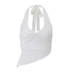 Halter Strap Irregular Solid Color Vest Top For Women