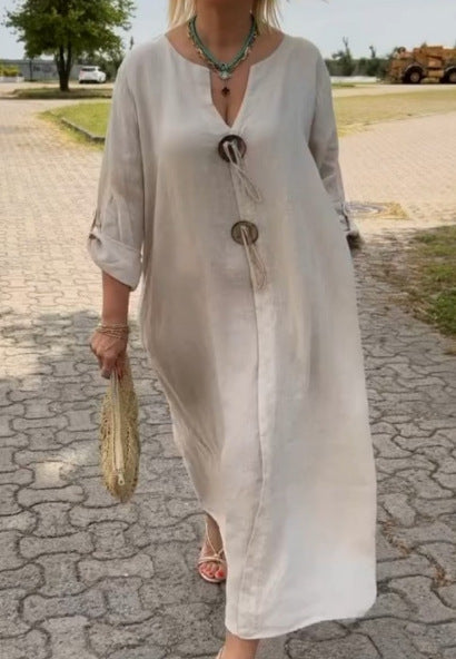 Casual Loose Women's Wear Solid Color Simple Dress