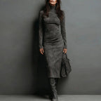 Turtleneck Long-sleeved Dress Fashion Sexy Slim-fitting Bodycon Long Dresses Women's Clothing