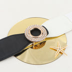 New Ladies Diamond Inlaid Rhinestone Elastic Elastic Belt Simple Round Buckle Skirt Shirt Decoration Suit Belt