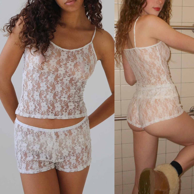 Lace Sexy Lingerie Suit Sexy Mesh Camisole Sheer Cutout Short Skirt Two-piece Set Hover Image