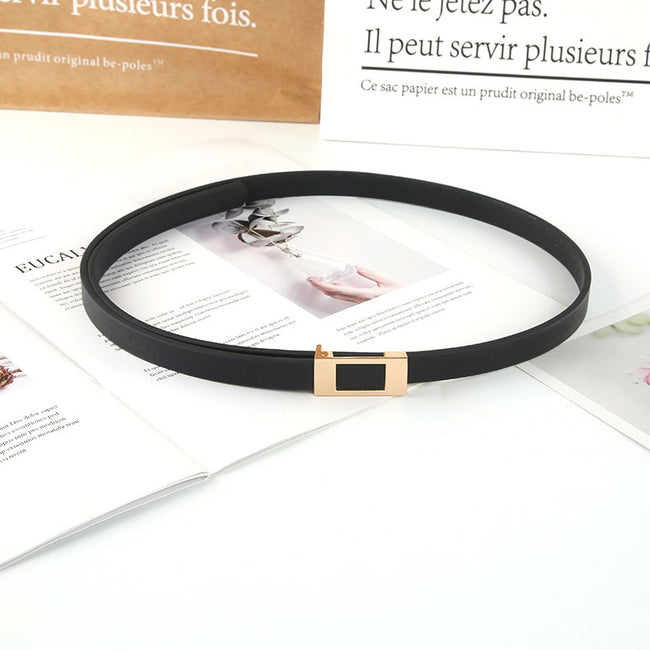Retro Pin Buckle Snap Button Thin Belt Fashion Hover Image