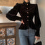 French Royal Style Velvet Lace Shirt For Women