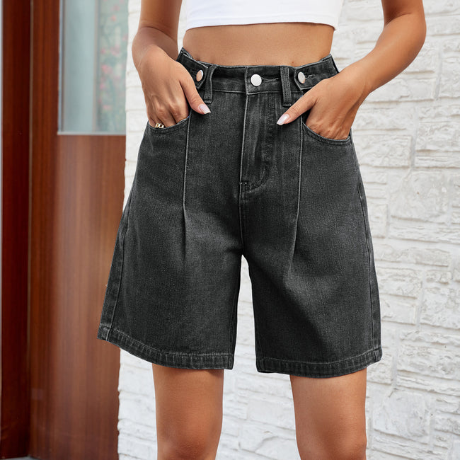 Denim Shorts With Waist Adjustable Design Fashion Summer Pants For Women Main Image