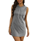 Sleeveless Slim Fit Hip Hooded Dress