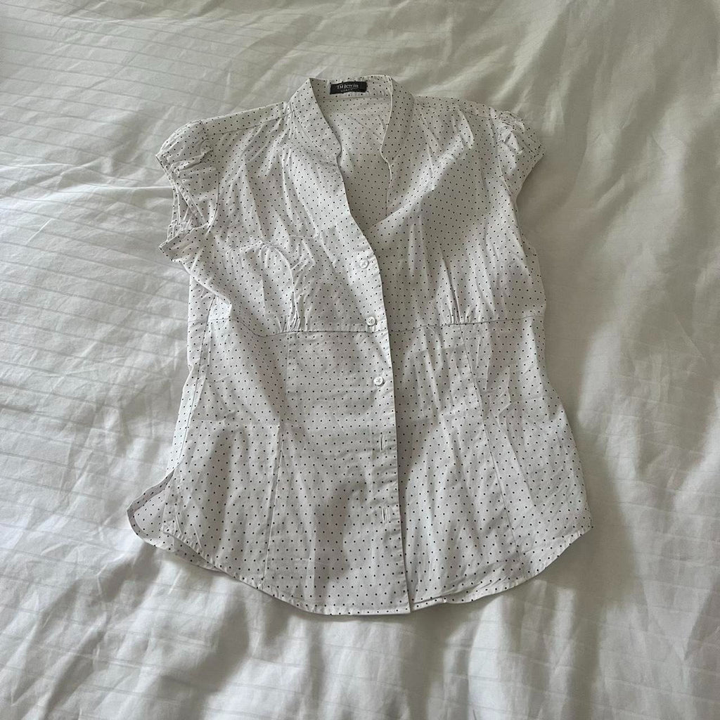 Red And White Short Sleeve Plaid Shirt Women