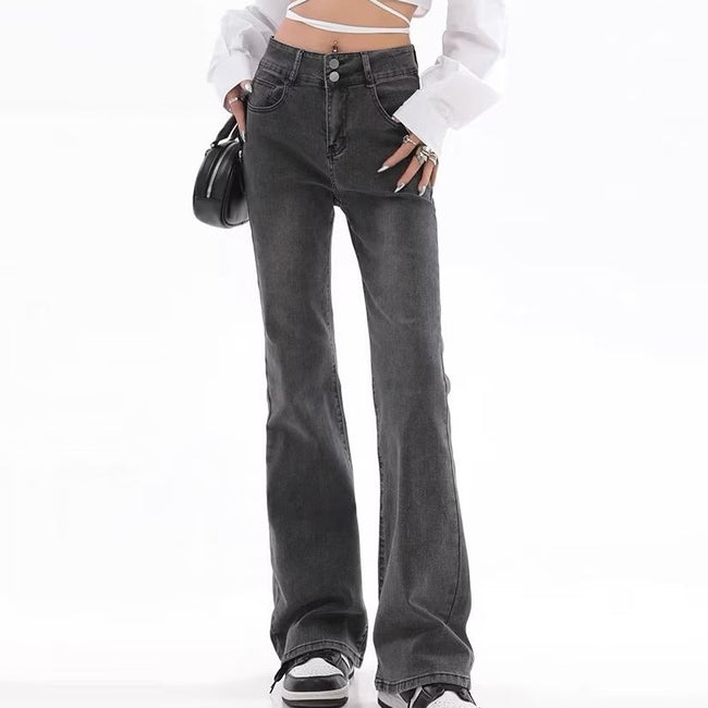 Retro American Slightly Flared Jeans Women Hover Image