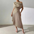 Elegant Ruffled Design Irregular Dress Women