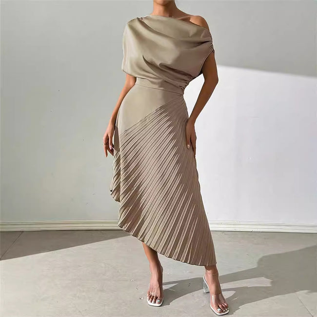 Elegant Ruffled Design Irregular Dress Women Hover Image