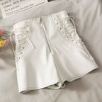 Thin Leather Shorts Women Spring And Autumn Slim Zipper