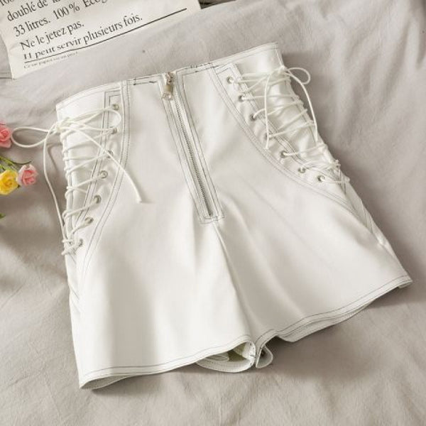 Thin Leather Shorts Women Spring And Autumn Slim Zipper