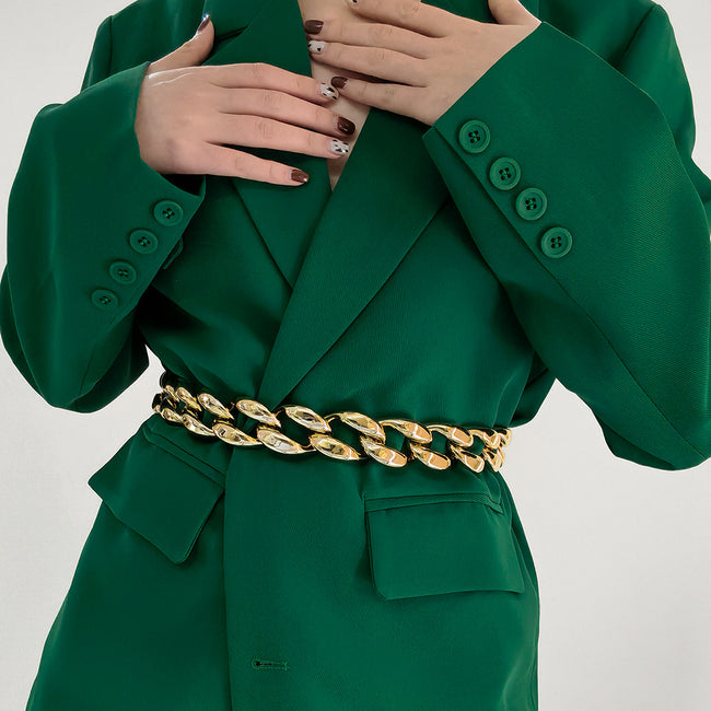 Gold Metal Cutout Women's Waist Chain Personalized Body Chain Single Sexy Cuban With Dress Accessories Main Image