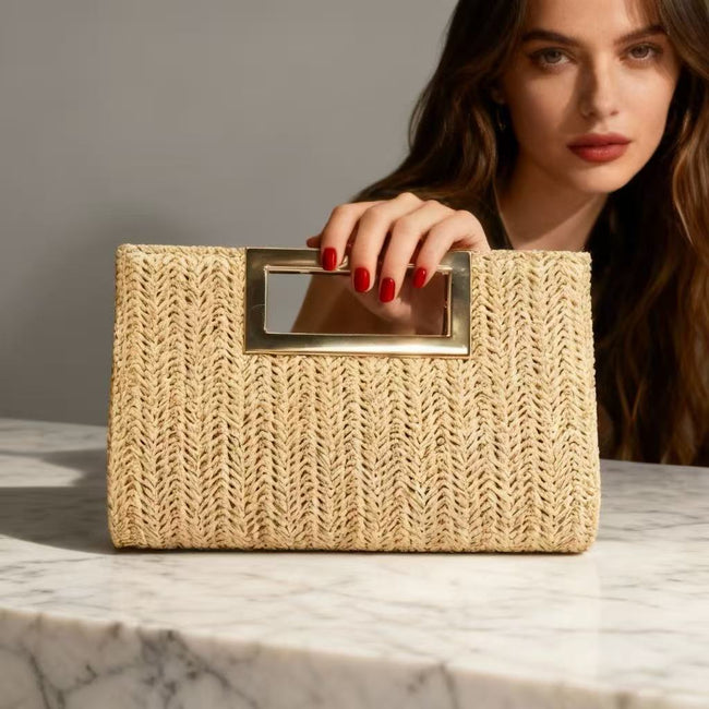 Womens Fashion New Woven Chain Clutch Bag Hover Image