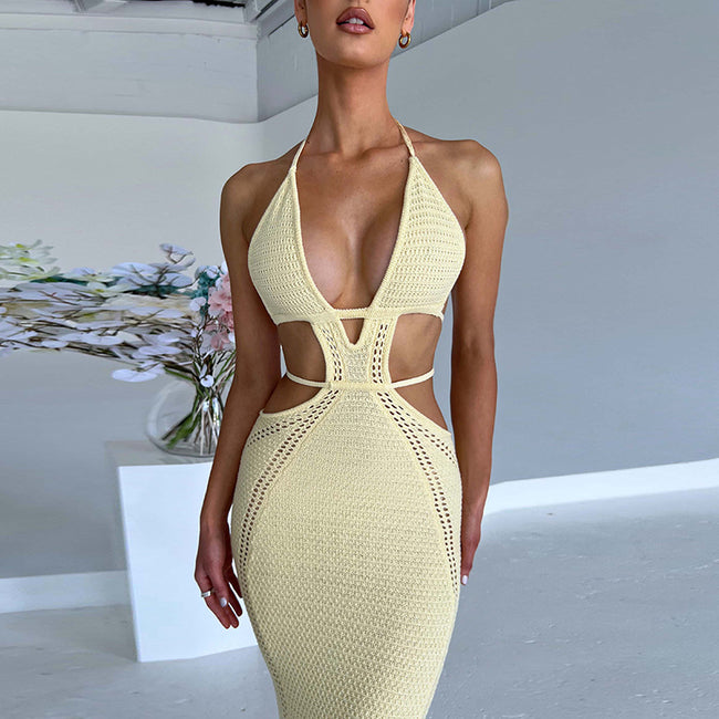 Chest Cut Out Panel Lace Up Dress For Women Hover Image