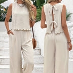 Casual Sleeveless Vest Casual Trousers Suit Summer Tank Top Casual Pants Set For Daily Wear Women's Clothing