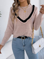 Women Ruffled Long Sleeve Pullover Sweater