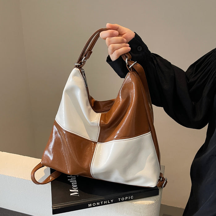 Sac fourre-tout patchwork contrasté pour femmes