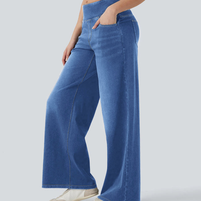 High-waisted Loose-fit Stretchy Wide-leg Jeans For Women Main Image