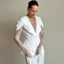 Womens Lace-Panel Single-Buckle Blazer