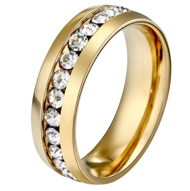 New Fashion Crystal Rings for Women Gold Color Color Stainless Steel Jewerly Gifts Hover Image