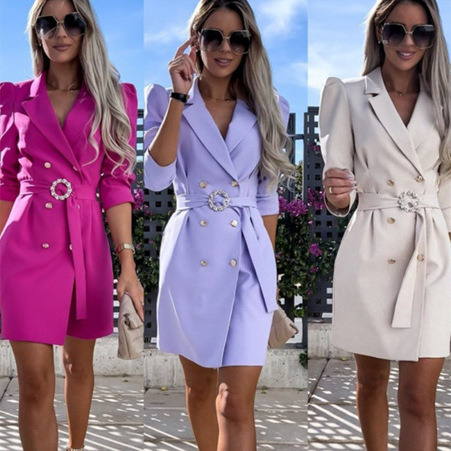 Fashion New Suit Coat Dress With Belt Hover Image