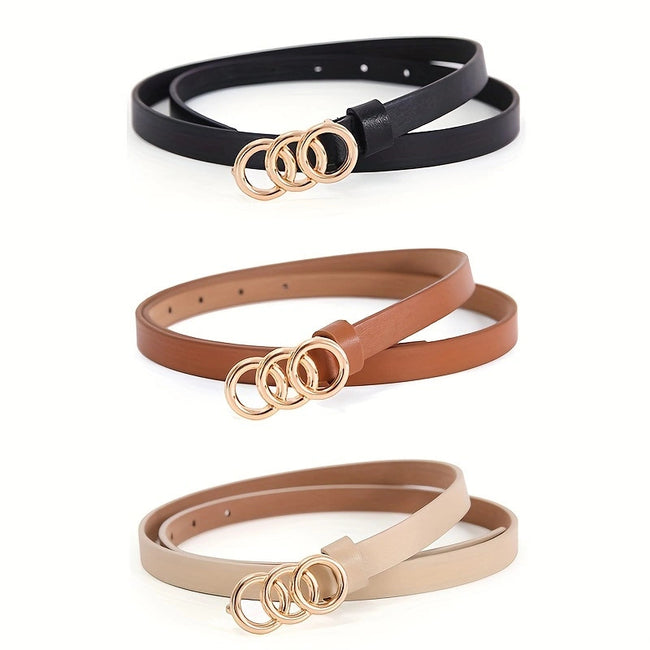 Women's Stylish Retro Minimalism 3-ring Thin Belt Hover Image