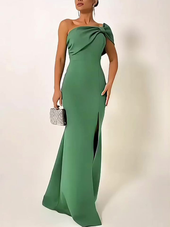 Green Bow Tube Top Evening Dress Main Image