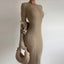 Ruffled Long Sleeved Knitted Dress