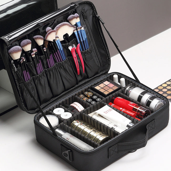 Large Capacity Professional Cosmetic Bag Tattoo Embroidery Nail Makeup Portable Partition Toolbox Makeup Storage Oxford Cloth Bag Hover Image