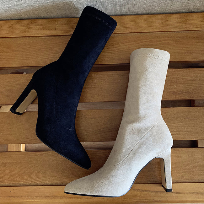 Square heel mid-tube high heels Hover Image