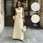Fashionable And Elegant Set Pleated Long Skirt Suit For Women